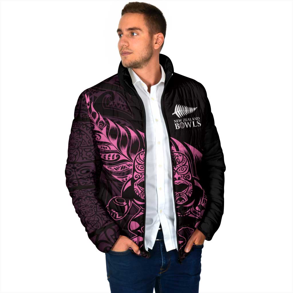 New Zealand Lawn Bowls Custom Padded Jacket Pink Maori Warrior Tribal Silver Fern - Aussie Hoodie