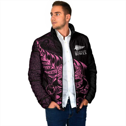 New Zealand Lawn Bowls Custom Padded Jacket Pink Maori Warrior Tribal Silver Fern - Aussie Hoodie