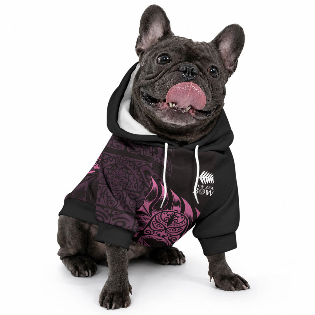 New Zealand Lawn Bowls Custom Pet Hoodie Pink Maori Warrior Tribal Silver Fern