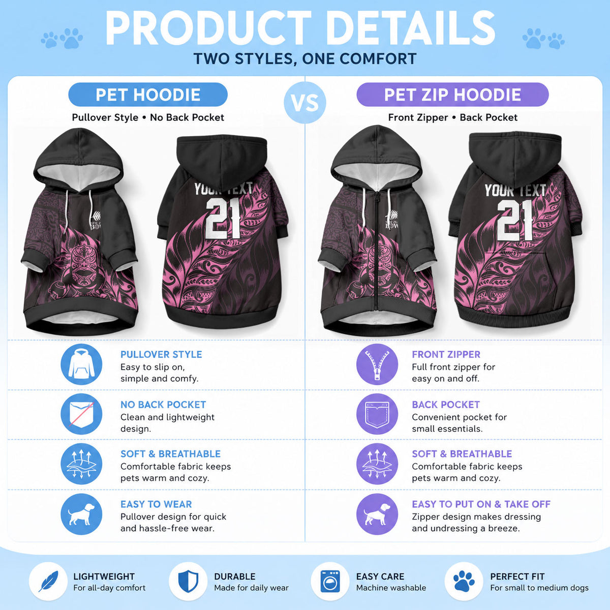 New Zealand Lawn Bowls Custom Pet Hoodie Pink Maori Warrior Tribal Silver Fern