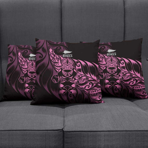 New Zealand Lawn Bowls Pillow Cover Pink Maori Warrior Tribal Silver Fern - Aussie Hoodie