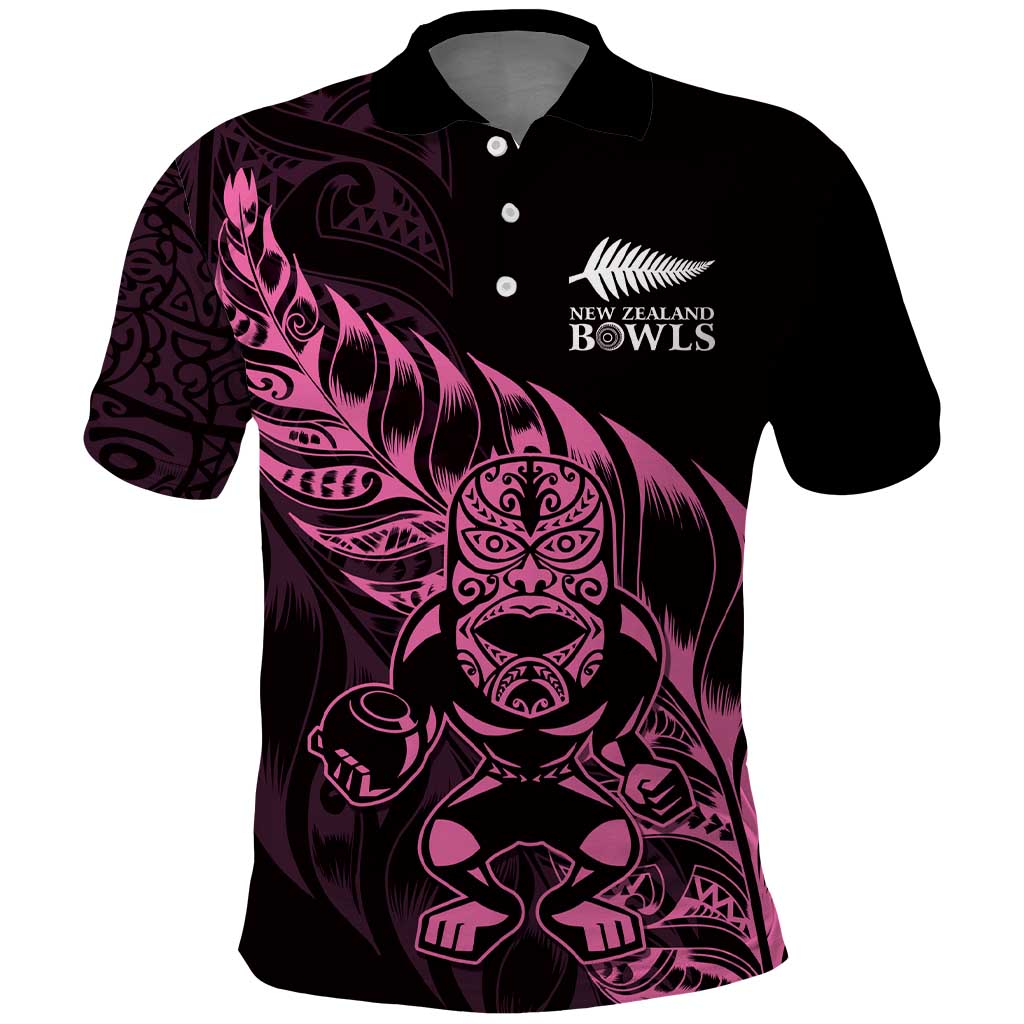 New Zealand Lawn Bowls Custom Polo Shirt Pink Maori Warrior Tribal Silver Fern - Aussie Hoodie
