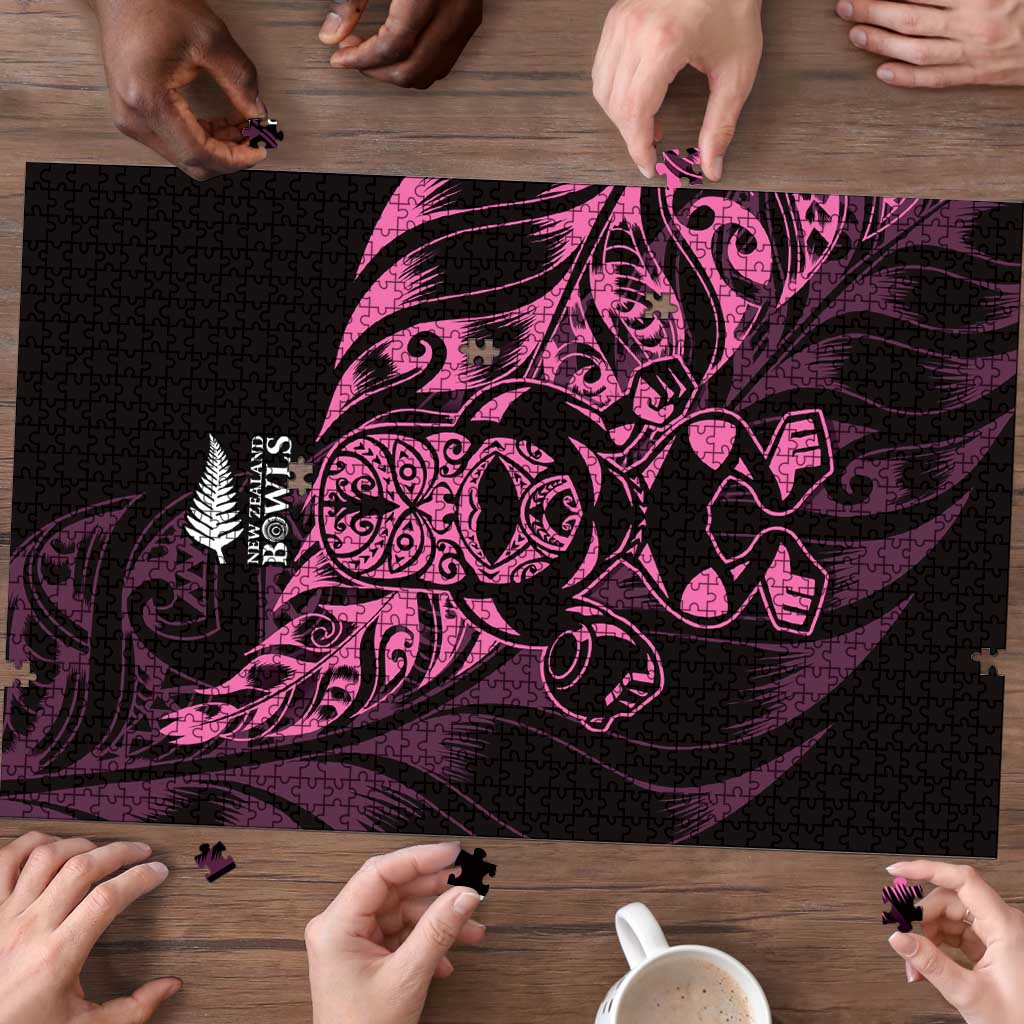 New Zealand Lawn Bowls Puzzle Pink Maori Warrior Tribal Silver Fern - Aussie Hoodie
