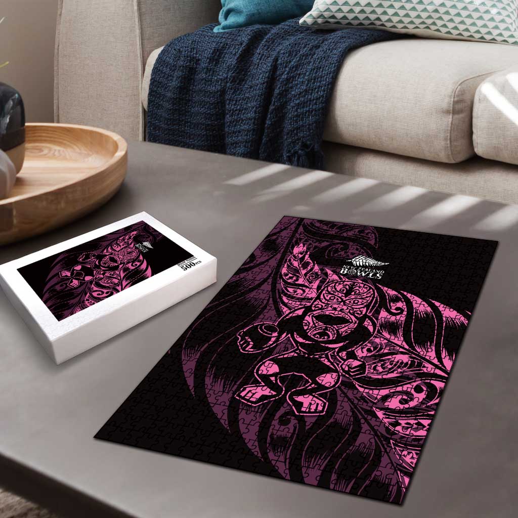 New Zealand Lawn Bowls Puzzle Pink Maori Warrior Tribal Silver Fern - Aussie Hoodie