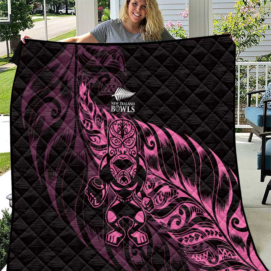 New Zealand Lawn Bowls Quilt Pink Maori Warrior Tribal Silver Fern - Aussie Hoodie