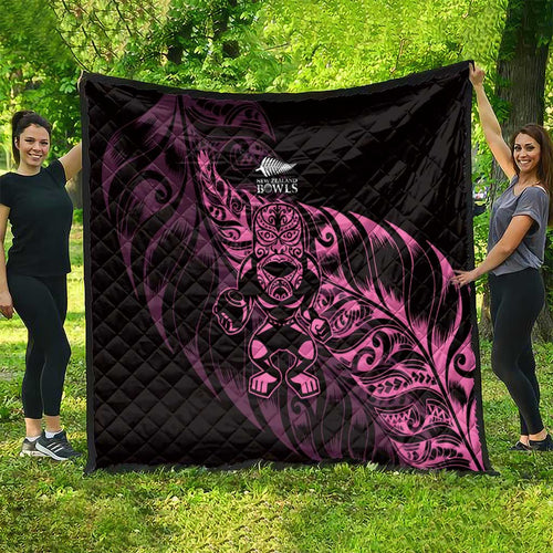 New Zealand Lawn Bowls Quilt Pink Maori Warrior Tribal Silver Fern - Aussie Hoodie