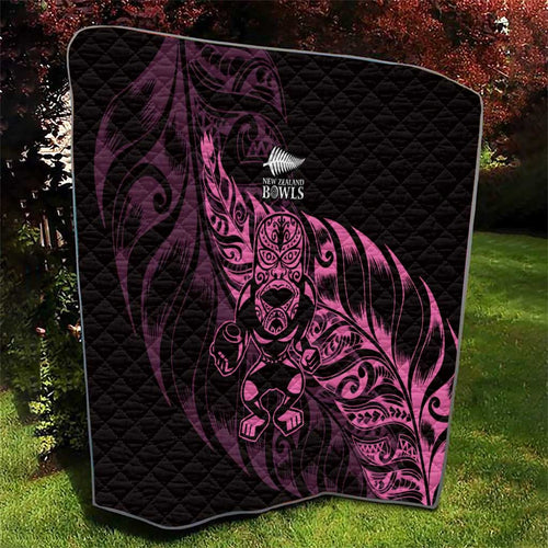 New Zealand Lawn Bowls Quilt Pink Maori Warrior Tribal Silver Fern - Aussie Hoodie