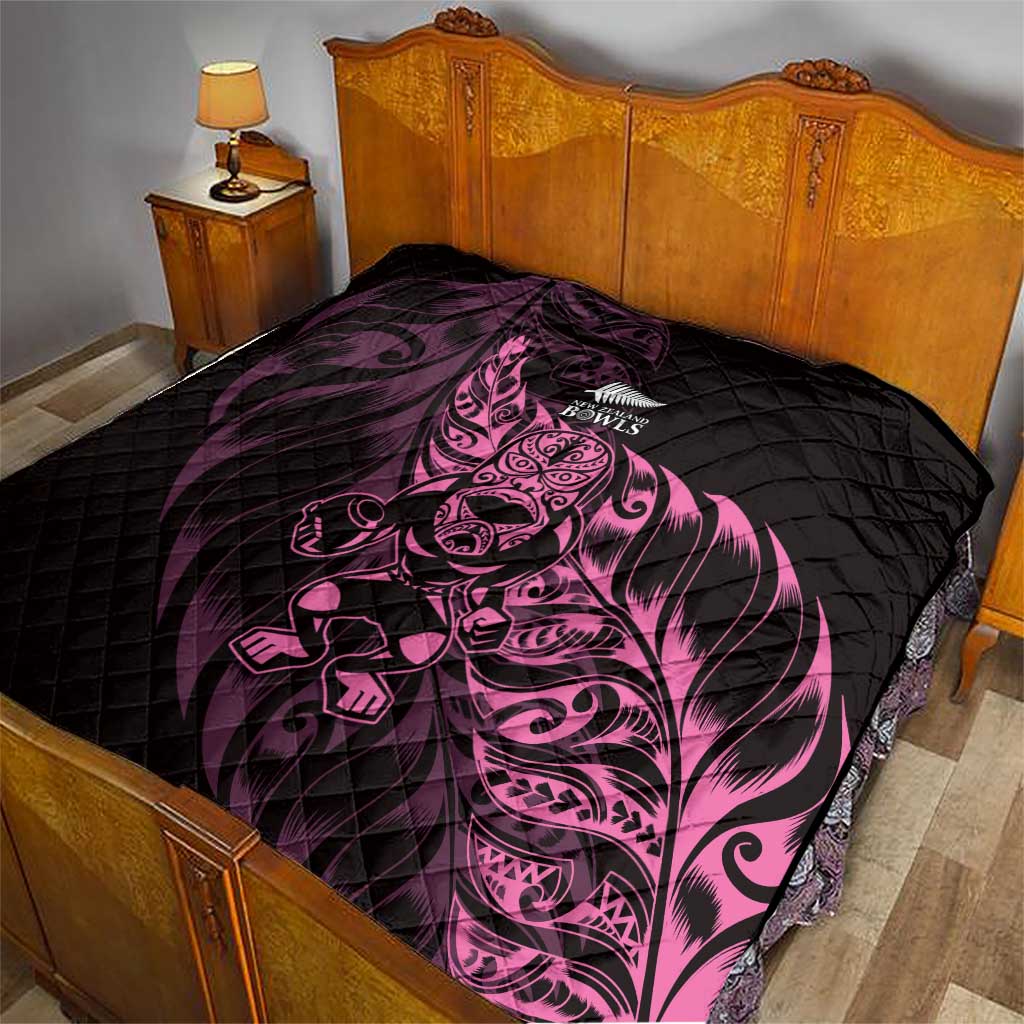 New Zealand Lawn Bowls Quilt Pink Maori Warrior Tribal Silver Fern - Aussie Hoodie