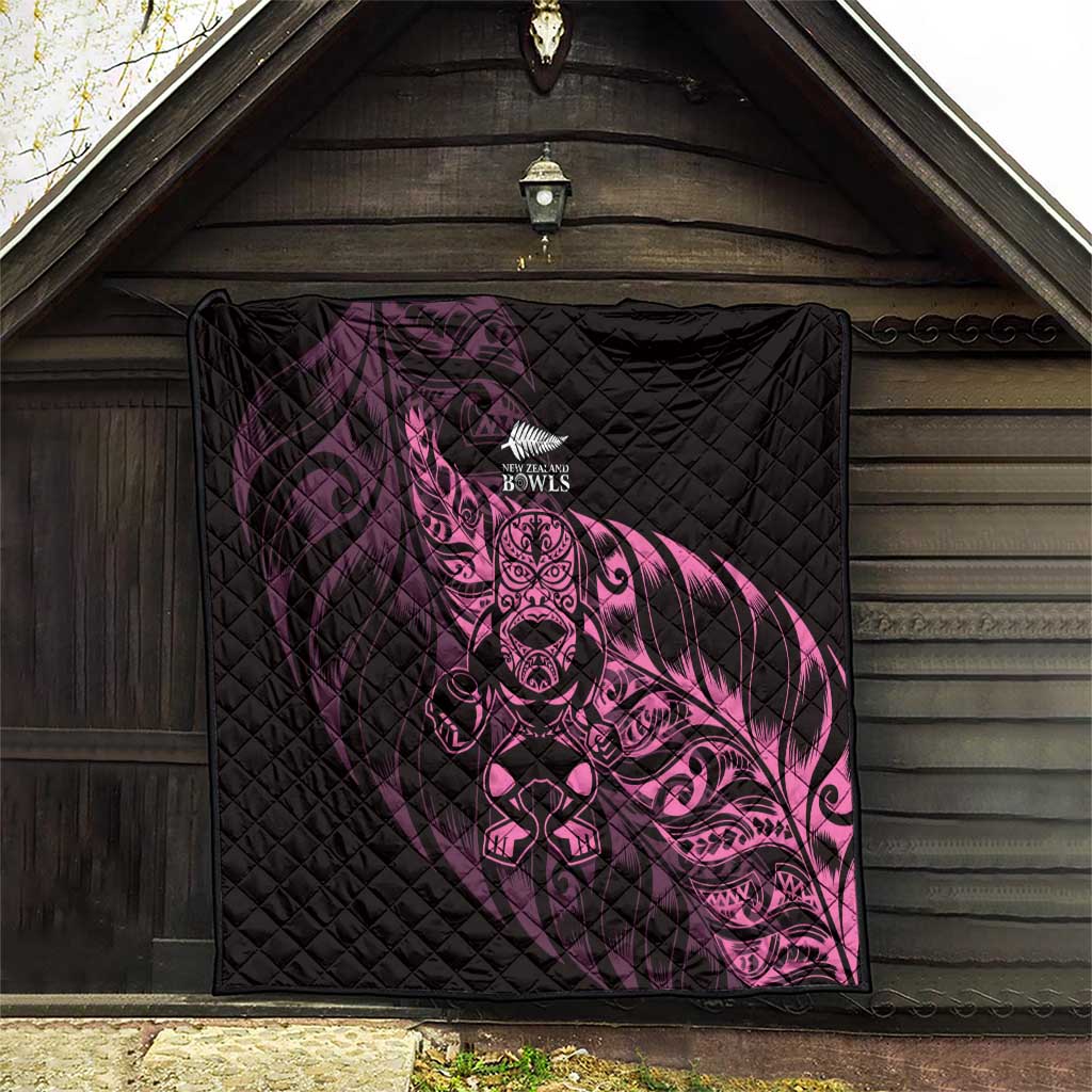 New Zealand Lawn Bowls Quilt Pink Maori Warrior Tribal Silver Fern - Aussie Hoodie
