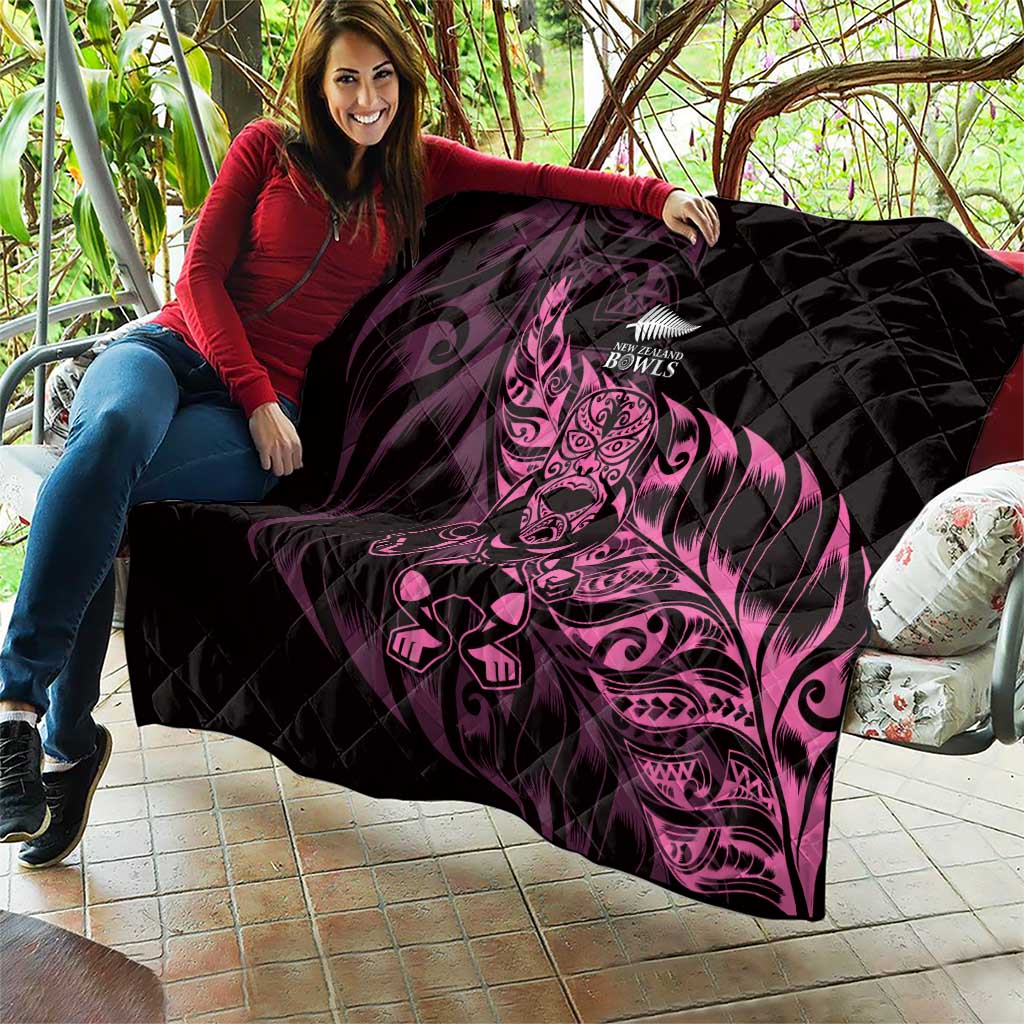 New Zealand Lawn Bowls Quilt Pink Maori Warrior Tribal Silver Fern - Aussie Hoodie