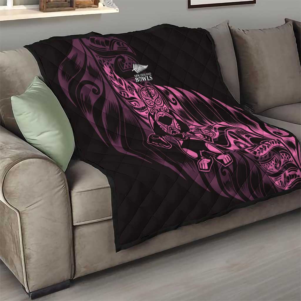 New Zealand Lawn Bowls Quilt Pink Maori Warrior Tribal Silver Fern - Aussie Hoodie