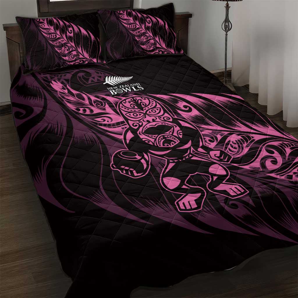 New Zealand Lawn Bowls Quilt Bed Set Pink Maori Warrior Tribal Silver Fern - Aussie Hoodie