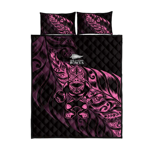 New Zealand Lawn Bowls Quilt Bed Set Pink Maori Warrior Tribal Silver Fern - Aussie Hoodie