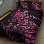 New Zealand Lawn Bowls Quilt Bed Set Pink Maori Warrior Tribal Silver Fern - Aussie Hoodie