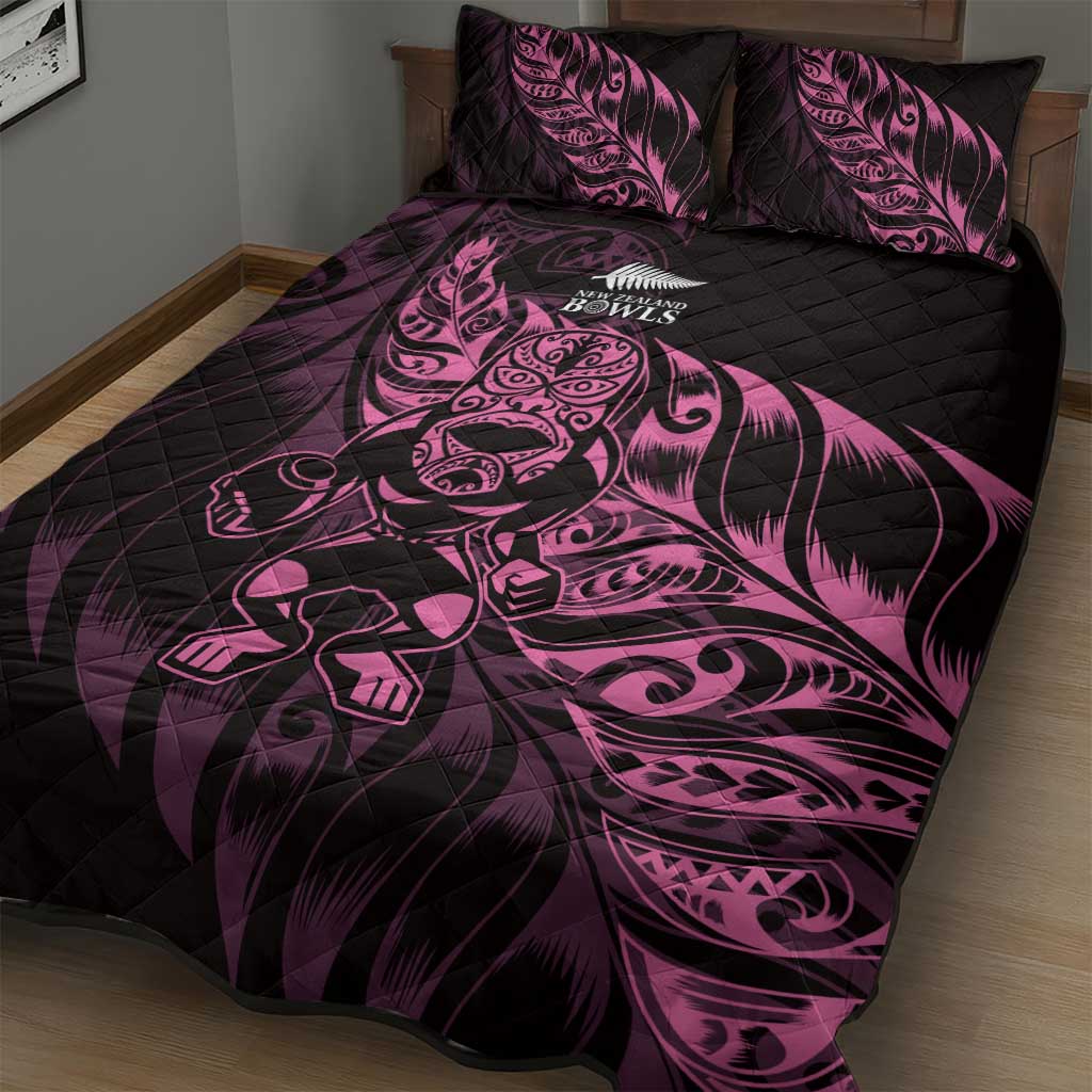 New Zealand Lawn Bowls Quilt Bed Set Pink Maori Warrior Tribal Silver Fern - Aussie Hoodie