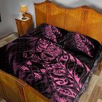 New Zealand Lawn Bowls Quilt Bed Set Pink Maori Warrior Tribal Silver Fern - Aussie Hoodie