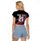 New Zealand Lawn Bowls Custom Raglan Cropped T Shirt Pink Maori Warrior Tribal Silver Fern - Aussie Hoodie