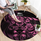 New Zealand Lawn Bowls Round Carpet Pink Maori Warrior Tribal Silver Fern - Aussie Hoodie