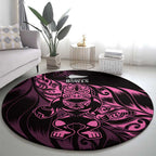 New Zealand Lawn Bowls Round Carpet Pink Maori Warrior Tribal Silver Fern - Aussie Hoodie