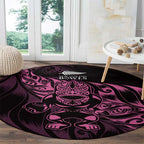 New Zealand Lawn Bowls Round Carpet Pink Maori Warrior Tribal Silver Fern - Aussie Hoodie