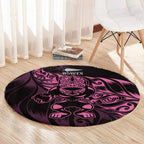New Zealand Lawn Bowls Round Carpet Pink Maori Warrior Tribal Silver Fern - Aussie Hoodie