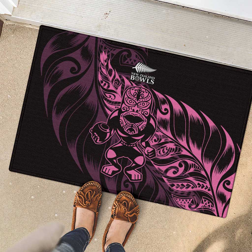 New Zealand Lawn Bowls Rubber Doormat Pink Maori Warrior Tribal Silver Fern - Aussie Hoodie