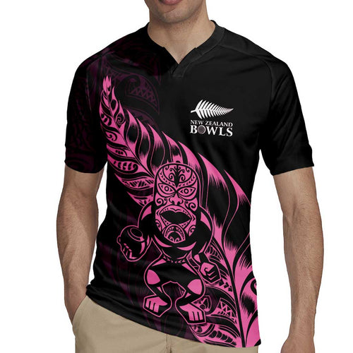 New Zealand Lawn Bowls Custom Rugby Jersey Pink Maori Warrior Tribal Silver Fern - Aussie Hoodie