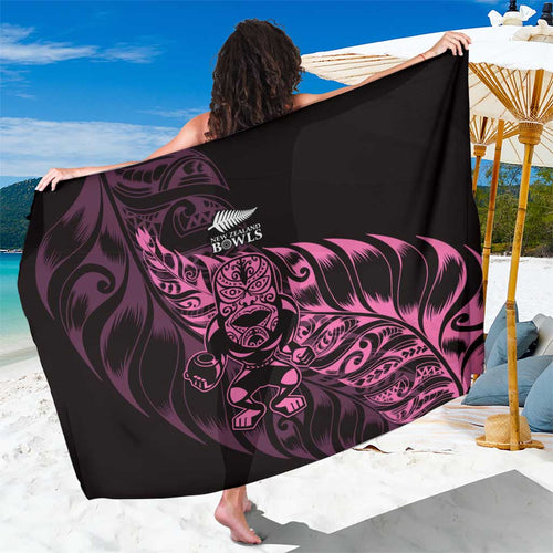 New Zealand Lawn Bowls Sarong Pink Maori Warrior Tribal Silver Fern - Aussie Hoodie