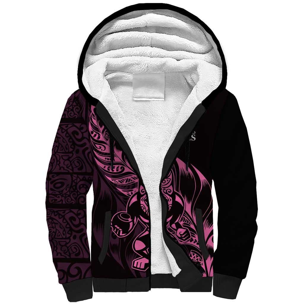 New Zealand Lawn Bowls Custom Sherpa Hoodie Pink Maori Warrior Tribal Silver Fern - Aussie Hoodie