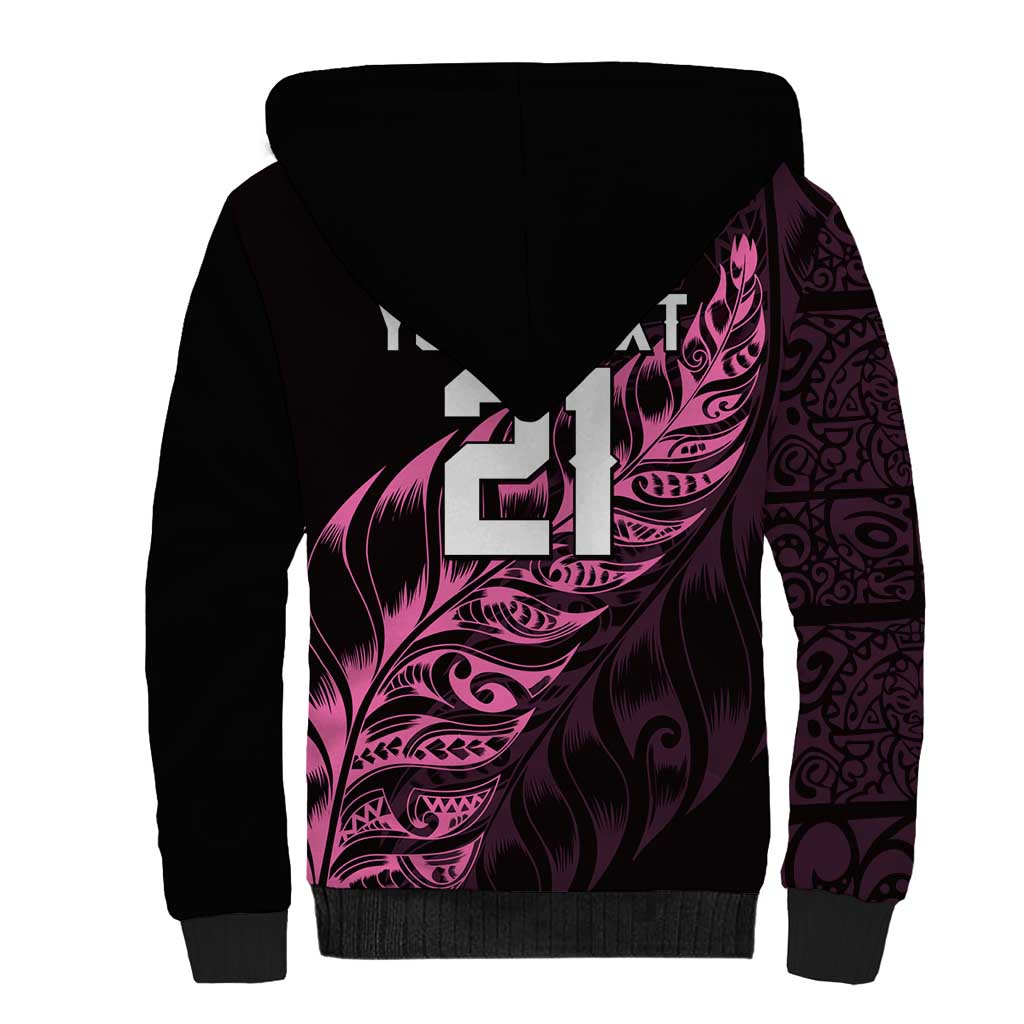 New Zealand Lawn Bowls Custom Sherpa Hoodie Pink Maori Warrior Tribal Silver Fern - Aussie Hoodie
