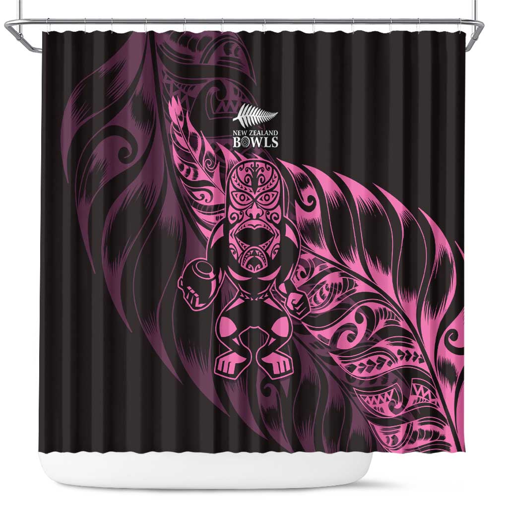 New Zealand Lawn Bowls Shower Curtain Pink Maori Warrior Tribal Silver Fern - Aussie Hoodie