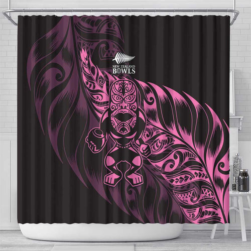New Zealand Lawn Bowls Shower Curtain Pink Maori Warrior Tribal Silver Fern - Aussie Hoodie