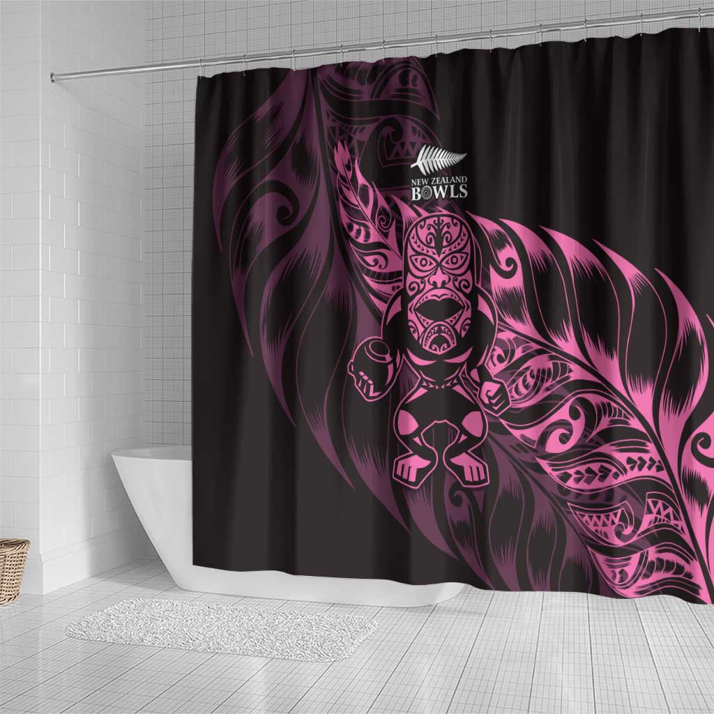 New Zealand Lawn Bowls Shower Curtain Pink Maori Warrior Tribal Silver Fern - Aussie Hoodie