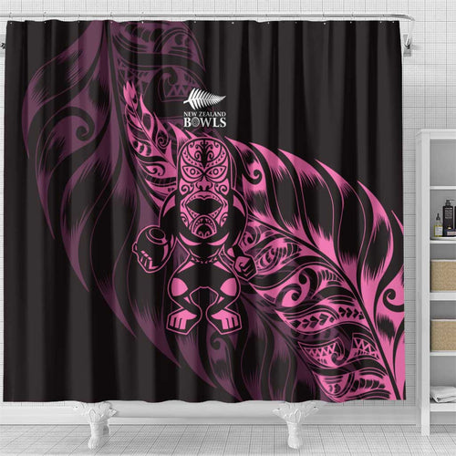 New Zealand Lawn Bowls Shower Curtain Pink Maori Warrior Tribal Silver Fern - Aussie Hoodie