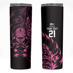 New Zealand Lawn Bowls Custom Skinny Tumbler Pink Maori Warrior Tribal Silver Fern - Aussie Hoodie