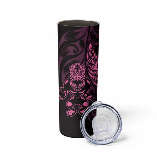 New Zealand Lawn Bowls Custom Skinny Tumbler Pink Maori Warrior Tribal Silver Fern - Aussie Hoodie