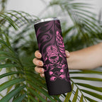 New Zealand Lawn Bowls Custom Skinny Tumbler Pink Maori Warrior Tribal Silver Fern - Aussie Hoodie