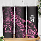 New Zealand Lawn Bowls Custom Skinny Tumbler Pink Maori Warrior Tribal Silver Fern - Aussie Hoodie