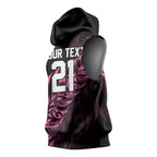 New Zealand Lawn Bowls Custom Sleeveless Hoodie Pink Maori Warrior Tribal Silver Fern - Aussie Hoodie