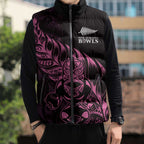 New Zealand Lawn Bowls Custom Sleeveless Puffer Jacket Pink Maori Warrior Tribal Silver Fern - Aussie Hoodie