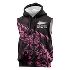 New Zealand Lawn Bowls Custom Sleeveless Zip Hoodie Pink Maori Warrior Tribal Silver Fern LT9