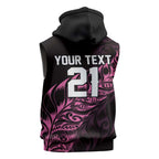 New Zealand Lawn Bowls Custom Sleeveless Zip Hoodie Pink Maori Warrior Tribal Silver Fern LT9