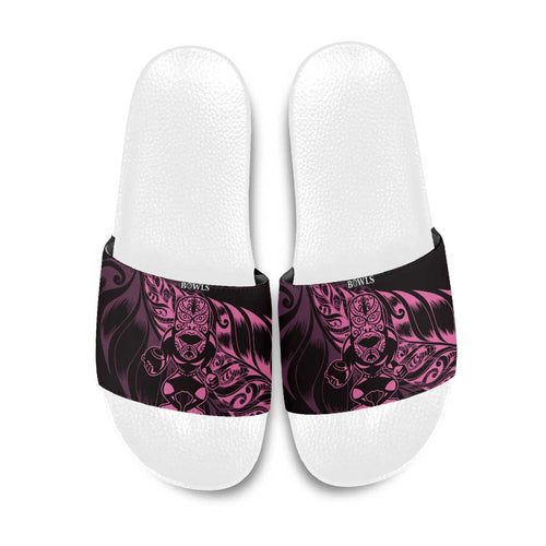 New Zealand Lawn Bowls Slide Sandals Pink Maori Warrior Tribal Silver Fern - Aussie Hoodie