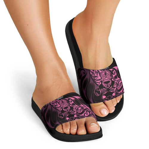 New Zealand Lawn Bowls Slide Sandals Pink Maori Warrior Tribal Silver Fern - Aussie Hoodie