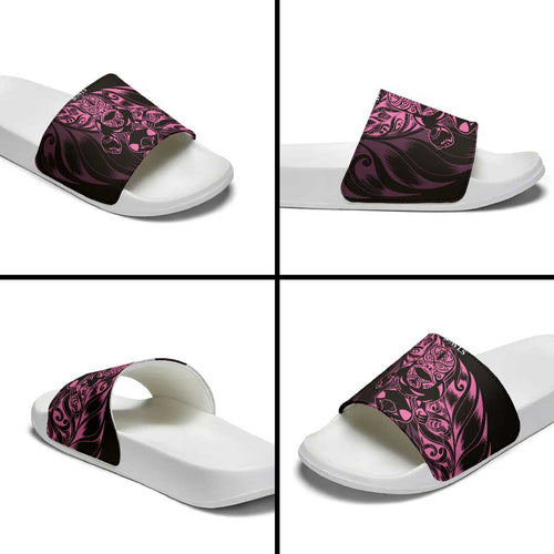 New Zealand Lawn Bowls Slide Sandals Pink Maori Warrior Tribal Silver Fern - Aussie Hoodie