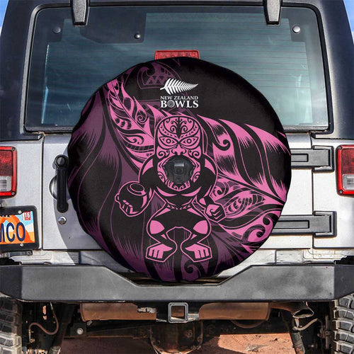 New Zealand Lawn Bowls Spare Tire Cover Pink Maori Warrior Tribal Silver Fern - Aussie Hoodie