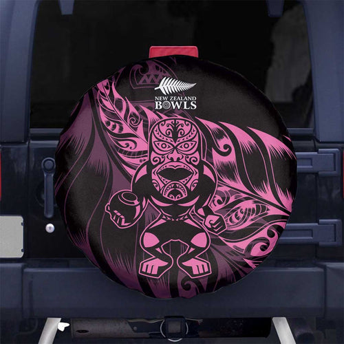 New Zealand Lawn Bowls Spare Tire Cover Pink Maori Warrior Tribal Silver Fern - Aussie Hoodie