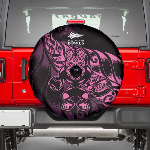 New Zealand Lawn Bowls Spare Tire Cover Pink Maori Warrior Tribal Silver Fern - Aussie Hoodie