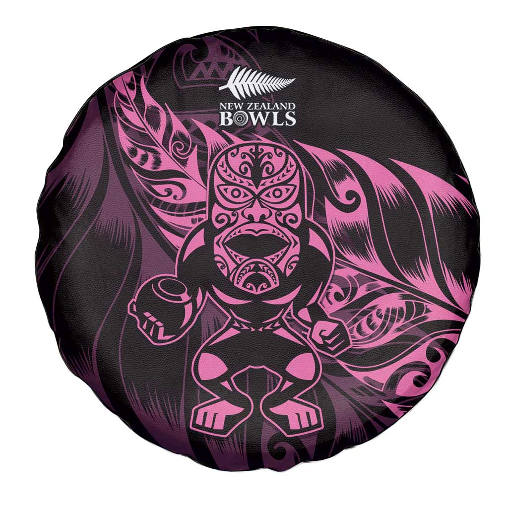 New Zealand Lawn Bowls Spare Tire Cover Pink Maori Warrior Tribal Silver Fern - Aussie Hoodie