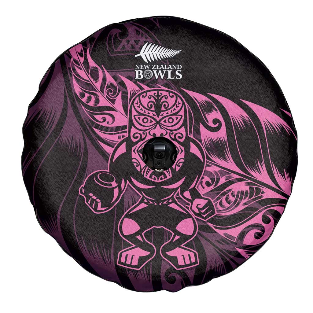 New Zealand Lawn Bowls Spare Tire Cover Pink Maori Warrior Tribal Silver Fern - Aussie Hoodie